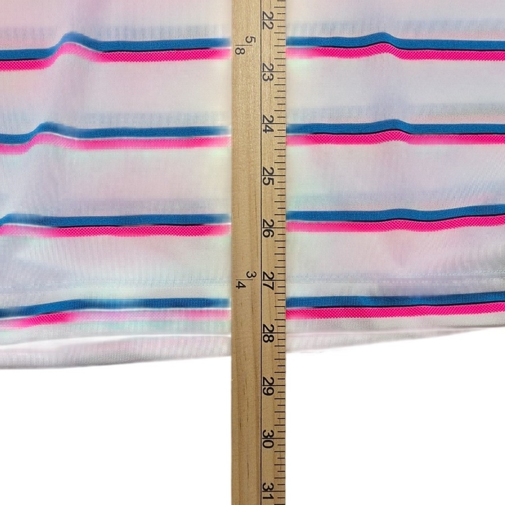Nike Golf Dri-FIT Mens Large White Pink Blue Striped Polo Shirt 520560-101 - Picture 6 of 12